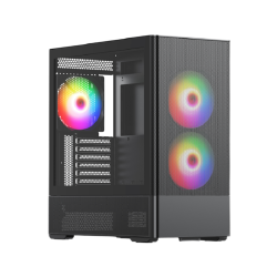 Корпус без блока питания/ Case HSPD M712, Mesh Mid Tower, Black, TG, 0.6 SPCC, 3x140mm ARGB, E-ATX, ATX, mATX, mITX, 175/410/160mm, 2x2.5