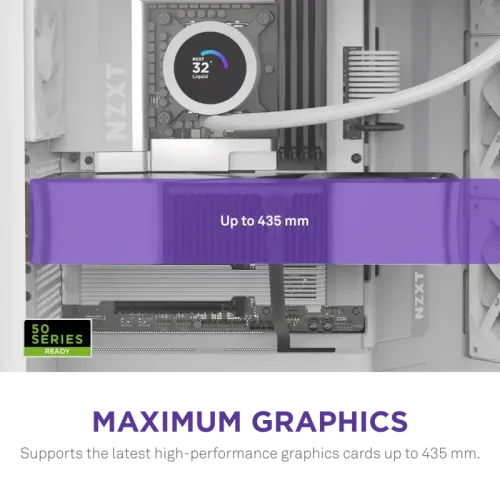 Корпус без блока питания/ Case NZXT H9 Flow (2025), Midi-Tower, TG, 3x140mm + 1x120mm, 2xUSB-A 3.2 + 1xUSB-C 3.2, E-ATX, ATX, mATX, mITX White
