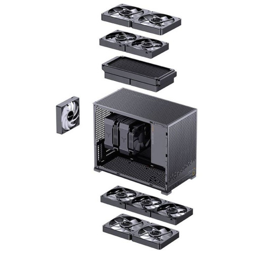 Корпус без блока питания/ Jonsbo D32 PRO BLACK, Mini-Tower , no fans, mATX, mITX,  2xUSB3.2 Gen1 Type-A, 1xUSB3.2 Gen 2 Type-C, 1xAUDIO, 1xMIC