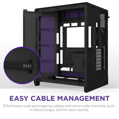 Корпус без блока питания/ Case NZXT H9 Flow RGB (2025), Midi-Tower, TG, 3x140mm RGB + 1x120mm, 2xUSB-A 3.2 + 1xUSB-C 3.2, E-ATX, ATX, mATX, mITX Black