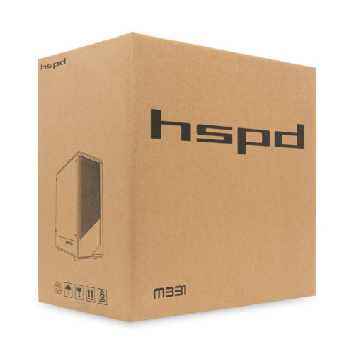 Корпус без блока питания/ Case HSPD M331, Mesh Mini-tower, Black, TG, 0.4 SPCC, no fans mATX, mITX 175/329/170mm 1x2.5