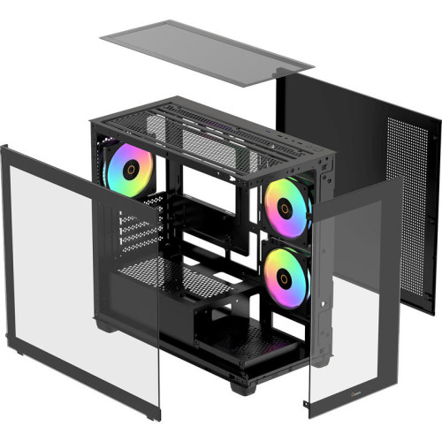 Корпус ПК без блока питания/ Case Ocypus Gamma C52 BK ARGB, Mini-Tower, TG, 3x120mm ARGB, 1xUSB-A 3.0 + 2xUSB 2.0, mATX, mITX Black