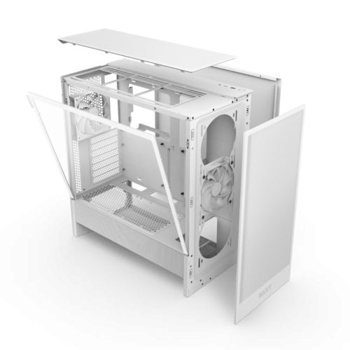 Корпус ПК без блока питания/ Case NZXT H5 Flow (2024), Midi-Tower, TG, 1x120mm, 1xUSB-A 3.2 + 1xUSB-C 3.2, E-ATX, ATX, mATX, mITX White