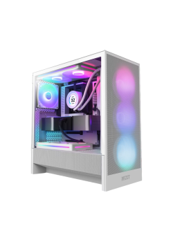 Корпус ПК без блока питания/ Case NZXT H5 Flow RGB, Midi-Tower, TG, 4x120mm RGB, 1xUSB-A 3.2 + 1xUSB-C 3.2, E-ATX, ATX, mATX, mITX White