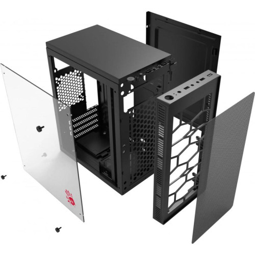 Корпус Bloody BD-CC101 черный mATX 1x80mm 1x92mm 2x120mm 2xUSB2.0 1xUSB3.0 audio [BD-CC101-BK]