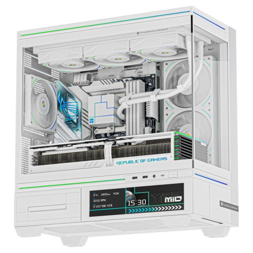 Корпус без блока питания/ Case Thermalright M10 Vision FAN4-C, Mini-Tower, TG, LCD, 4x120mm ARGB, 2xUSB-A 3.0, 1xUSB Type-C, mATX, mITX White
