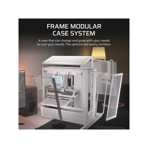 Корпус без блока питания/ Case Corsair Frame 4000D, Midi-Tower, TG, no fan, 2xUSB-A 3.2, 1xUSB 3.2 Type-C, E-ATX, ATX, mATX, mITX White