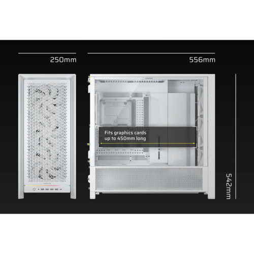 Корпус без блока питания/ Case Corsair Frame 5000D RS High-Airflow, Midi-Tower, TG, 4x140mm, 4xUSB-A 3.2, 1xUSB 3.2 Type-C, E-ATX, ATX, mATX, mITX White