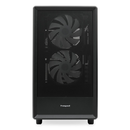 Корпус без блока питания/ HSPD M310, Mesh Mini-tower, Black, TG, 0.4 SPCC, 3x120mm ARGB mATX, mITX 180/280/160mm 1x2.5