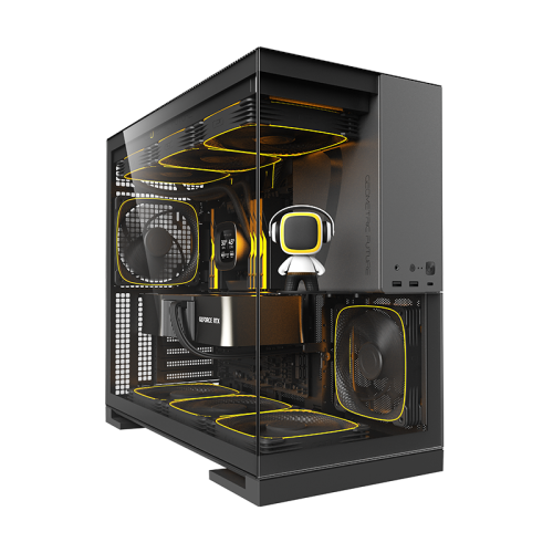 Корпус ПК без блока питания/ Case Geometric Future Model 5, Midi-Tower, TG, no fans, 2xUSB-A 3.0, 1xUSB 3.2 Type-C, E-ATX, ATX, mATX, mITX Black/Gray