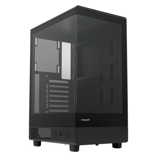 Корпус без блока питания/ HSPD F510, Panoramic Mid Tower, Black, TG, 0.5 SPCC, no fans ATX, mATX, mITX 180/280/160mm 1x2.5