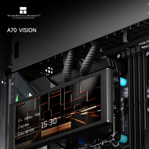 Корпус без блока питания/ Case Thermalright A70 Vision FAN5-C, Midi-Tower, TG, LCD, 5x120mm ARGB, 2xUSB-A 3.0, 1xUSB Type-C, ATX, mATX, mITX Black Корпус без блока питания/ Case Thermalright A70 Vision FAN5-C, Midi-Tower, TG, LCD, 5x120mm ARGB, 2xUSB-A 3.0, 1xUSB Type-C, ATX, mATX, mITX Black