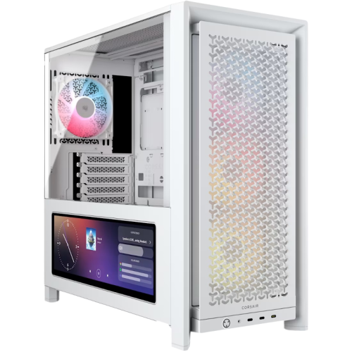 Корпус без блока питания/ Case Corsair Frame 4000D LCD RS ARGB, Midi-Tower, TG, 3x120mm ARGB, 3xUSB Type-C, E-ATX, ATX, mATX, mITX White