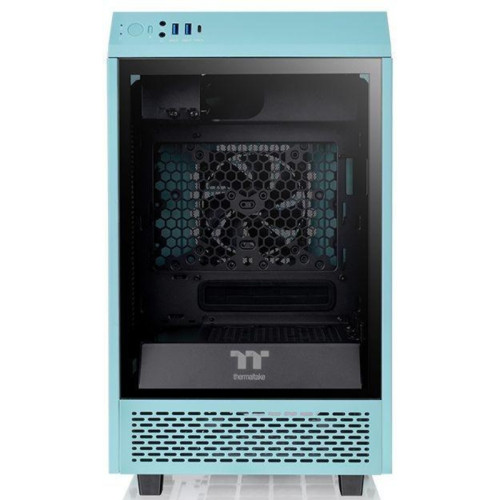 Корпус Thermaltake The Tower 100 Turquoise голубой miniITX 1x120mm 3x140mm 2xUSB3.0 audio bott PSU [CA-1R3-00SBWN-00]