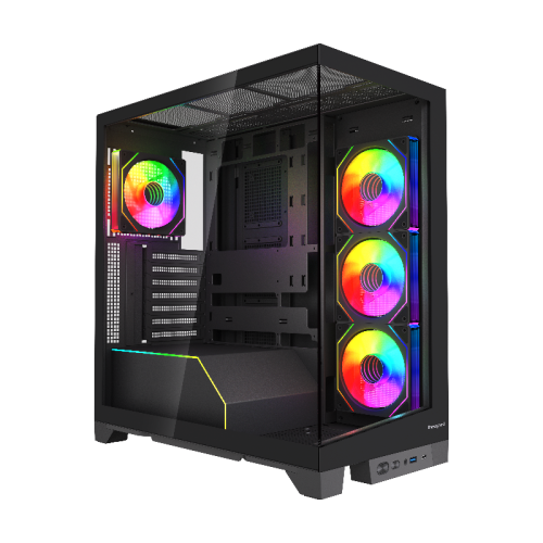 Корпус без блока питания/ Case HSPD F550, Mid Tower, Black, TG, 0.7 SPCC, 4x120mm ARGB ATX, mATX, mITX 185/420/200mm 3x2.5 Корпус без блока питания/ Case HSPD F550, Mid Tower, Black, TG, 0.7 SPCC, 4x120mm ARGB ATX, mATX, mITX 185/420/200mm 3x2.5