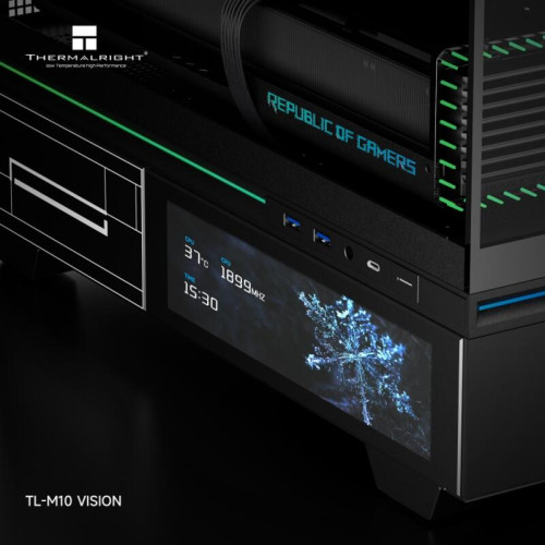 Корпус без блока питания/ Case Thermalright M10 Vision FAN4-C, Mini-Tower, TG, LCD, 4x120mm ARGB, 2xUSB-A 3.0, 1xUSB Type-C, mATX, mITX Black