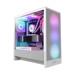 Корпус ПК без блока питания/ Case NZXT H5 Flow RGB, Midi-Tower, TG, 4x120mm RGB, 1xUSB-A 3.2 + 1xUSB-C 3.2, E-ATX, ATX, mATX, mITX White