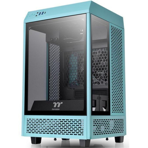 Корпус Thermaltake The Tower 100 Turquoise голубой miniITX 1x120mm 3x140mm 2xUSB3.0 audio bott PSU [CA-1R3-00SBWN-00]