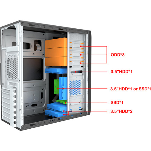 Корпус c блоком питания 450 Ватт/ Case Foxline FL-815, ATX, 3x5.25EXT, 1x3.5EXT, 3x3.5INT, 2xUSB2.0, HDA, w/o FAN, w/450W ATX PSU, w/1.2m EU pwr cord