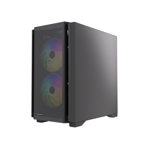 Корпус без блока питания/ Case HSPD M336, Mesh Mini-tower, Black, TG, 0.45 SPCC, 3x120mm ARGB (M11-120) mATX, mITX 160/340/180mm 2x2.5