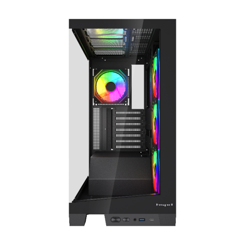 Корпус без блока питания/ Case HSPD F550, Mid Tower, Black, TG, 0.7 SPCC, 4x120mm ARGB ATX, mATX, mITX 185/420/200mm 3x2.5 Корпус без блока питания/ Case HSPD F550, Mid Tower, Black, TG, 0.7 SPCC, 4x120mm ARGB ATX, mATX, mITX 185/420/200mm 3x2.5