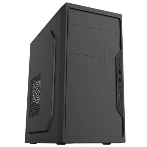 Корпус с блоком питания 450Вт./ Foxline FL-733R-FZ450R-U32C-PH mATX case, black, w/PSU 450W 12cm, w/2xUSB2.0, w/2xUSB3.0, w/1xType-C (USB2.0), w/2xcombo audio, w/pwr cord, w/o FAN