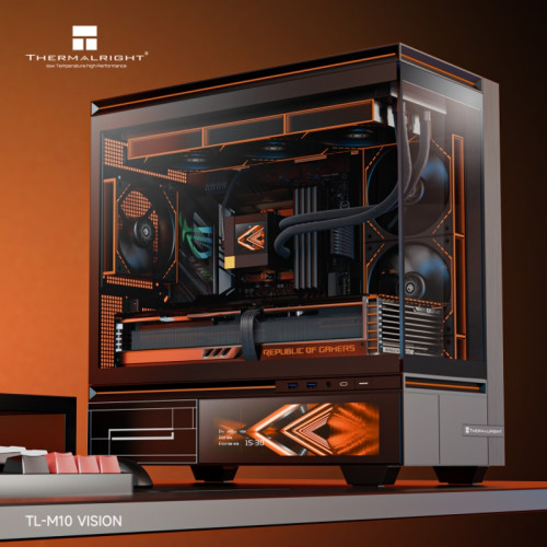 Корпус без блока питания/ Case Thermalright M10 Vision FAN4-M, Mini-Tower, TG, LCD, 4x120mm ARGB, 2xUSB-A 3.0, 1xUSB Type-C, mATX, mITX Black