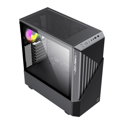 Компьютерный корпус, без блока питания ATX/ Gamemax Contac COC BG ATX case, black/grey, w/o PSU, w/2xUSB3.0, w/1x14cm ARGB front fan(GMX-FN14-Rainbow-C9), w/1x12cm ARGB rear fan(GMX-FN12-