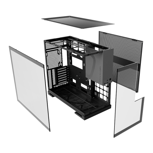 Корпус ПК без блока питания/ Case Geometric Future Model 5, Midi-Tower, TG, no fans, 2xUSB-A 3.0, 1xUSB 3.2 Type-C, E-ATX, ATX, mATX, mITX Black/Gray