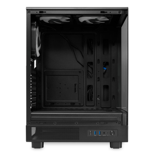 Корпус без блока питания/ HSPD F510, Panoramic Mid Tower, Black, TG, 0.5 SPCC, 3x120mm ARGB ATX, mATX, mITX 180/280/160mm 1x2.5