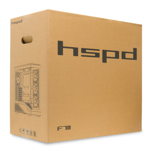 Корпус без блока питания/ Case HSPD F711, Panoramic Full Tower, Black, TG, 0.7 SPCC, no fans ATX, mATX, mITX 190/420/280mm 2x2.5