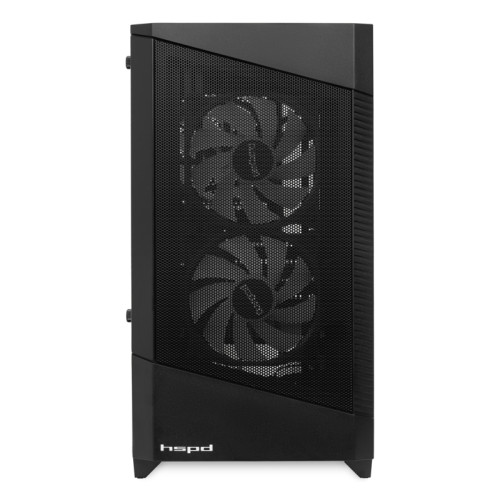 Корпус без блока питания/ HSPD M330, Mesh Mini-tower, Black, TG, 0.6 SPCC, 3x120mm ARGB mATX, mITX 175/330/160mm 2x2.5