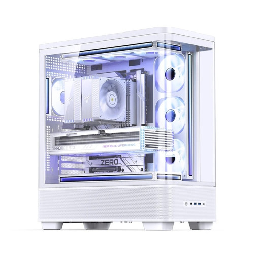 Корпус без блока питания/ Case JONSBO TK-5, Midi-Tower, TG, no fan, 2xUSB-A 3.0 + 1xUSB-C 3.2, ATX, mATX, mITX White