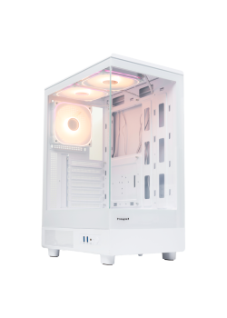 Корпус без блока питания/ HSPD F510, Panoramic Mid Tower, White, TG, 0.5 SPCC, 3x120mm ARGB ATX, mATX, mITX 180/280/160mm 1x2.5