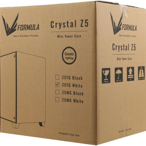 Корпус Formula Crystal Z5 TG белый mATX 11x120mm 2xUSB2.0 1xUSB3.0 audio bott PSU [CRYSTAL Z5]