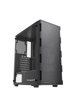 Корпус без блока питания/ Case HSPD M550, Mesh Mid Tower, Black, TG, 0.45 SPCC, no fans ATX, mATX, mITX 165/340/200mm 2x2.5