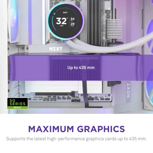 Корпус без блока питания/ Case NZXT H9 Flow RGB (2025), Midi-Tower, TG, 3x140mm RGB + 1x120mm, 2xUSB-A 3.2 + 1xUSB-C 3.2, E-ATX, ATX, mATX, mITX White