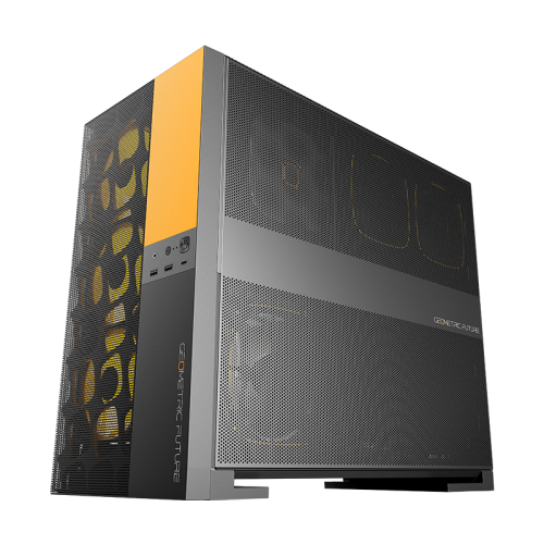 Корпус ПК без блока питания/ Case Geometric Future Model 5 Vent, Midi-Tower, TG, no fans, 2xUSB-A 3.0, 1xUSB 3.2 Type-C, E-ATX, ATX, mATX, mITX Black/Yellow