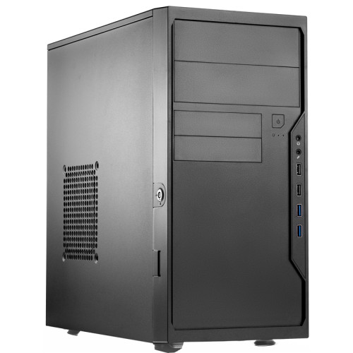 Корпус с блоком питания 450Вт./ Case Foxline FL-733R-FZ450R-U32-NRP mATX case, black, w/PSU 450W 12cm, w/2xUSB2.0, w/2xUSB3.0, w/P-lock, w/E-lock support, w/rear LED lighting button, w/pwr cord, w/o FAN