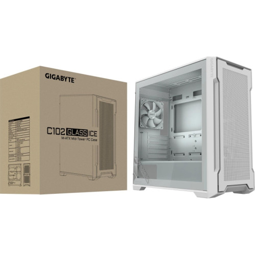 Корпус Gigabyte C102W GB-C102GI белый mATX 7x120mm 4x140mm 2xUSB3.0 audio bott PSU [28300-C102W-2CRR]