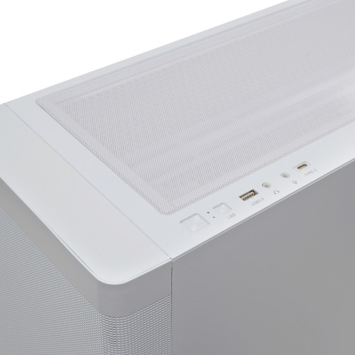 Корпус без блока питания/ Case HSPD M740, Mesh Mid Tower, White, TG, 0.6 SPCC, no fans, E-ATX, ATX, mATX, mITX, 170/400/200mm, 4x2.5