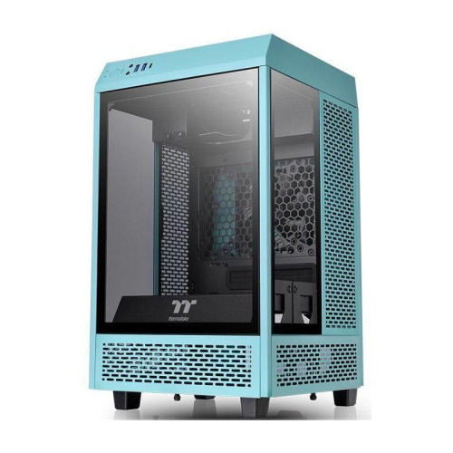Корпус Thermaltake The Tower 100 Turquoise голубой miniITX 1x120mm 3x140mm 2xUSB3.0 audio bott PSU [CA-1R3-00SBWN-00]