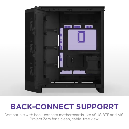 Корпус без блока питания/ Case NZXT H9 Flow RGB+ (2025), Midi-Tower, TG, 6x140mm RGB + 1x120mm RGB, 2xUSB-A 3.2 + 1xUSB-C 3.2, E-ATX, ATX, mATX, mITX Black
