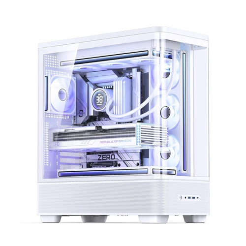 Корпус без блока питания/ Case JONSBO TK-5, Midi-Tower, TG, no fan, 2xUSB-A 3.0 + 1xUSB-C 3.2, ATX, mATX, mITX White