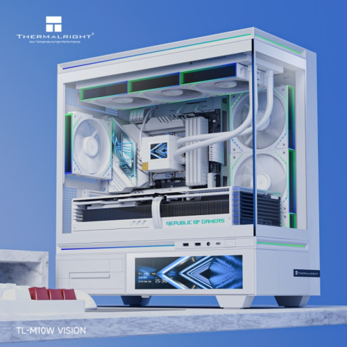 Корпус без блока питания/ Case Thermalright M10 Vision FAN4-C, Mini-Tower, TG, LCD, 4x120mm ARGB, 2xUSB-A 3.0, 1xUSB Type-C, mATX, mITX White
