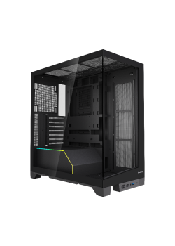 Корпус без блока питания/ Case HSPD F550, Mid Tower, Black, TG, 0.7 SPCC, no fans ATX, mATX, mITX 185/420/200mm 3x2.5