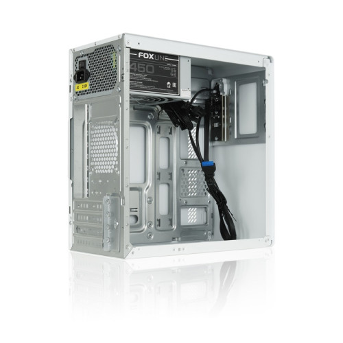 Корпус с блоком питания 450Вт./ Case Foxline FL-719W-FZ450R-U31, mATX case, white, w/PSU 450W 12cm, w/1xUSB2.0, w/1xUSB3.0, w/1xCombo Audio, w/pwr cord, w/o FAN