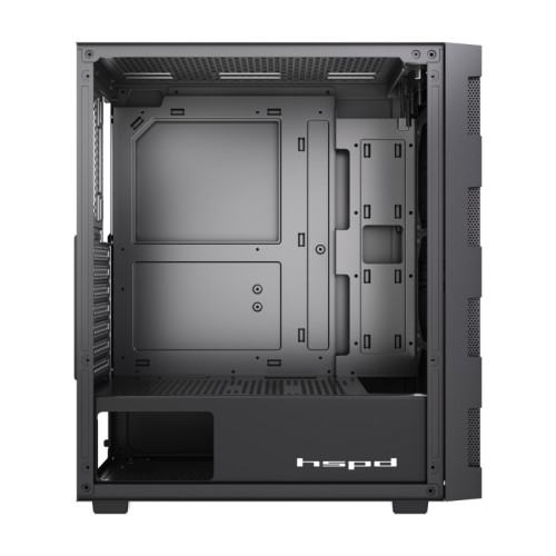 Корпус без блока питания/ Case HSPD M550, Mesh Mid Tower, Black, TG, 0.45 SPCC, no fans ATX, mATX, mITX 165/340/200mm 2x2.5
