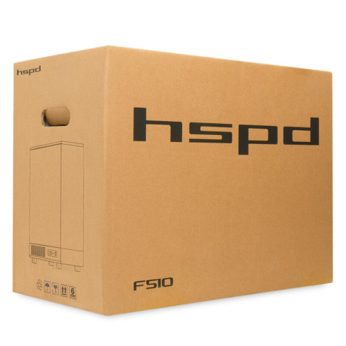 Корпус без блока питания/ HSPD F510, Panoramic Mid Tower, Black, TG, 0.5 SPCC, no fans ATX, mATX, mITX 180/280/160mm 1x2.5