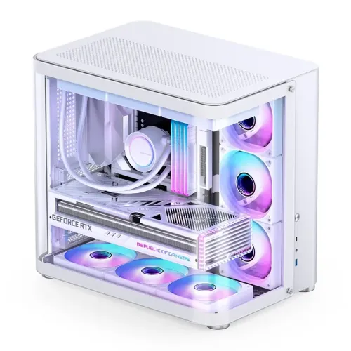 Корпус без блока питания/ Case JONSBO TK-2, Midi-Tower, TG, no fans, 1xUSB-A 3.2 + 1xUSB-C 3.2, ATX, mATX, mITX White